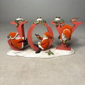 Hallmark Christmas "JOY" Marjolein Bastin Candle holder Santa Claus with Birds